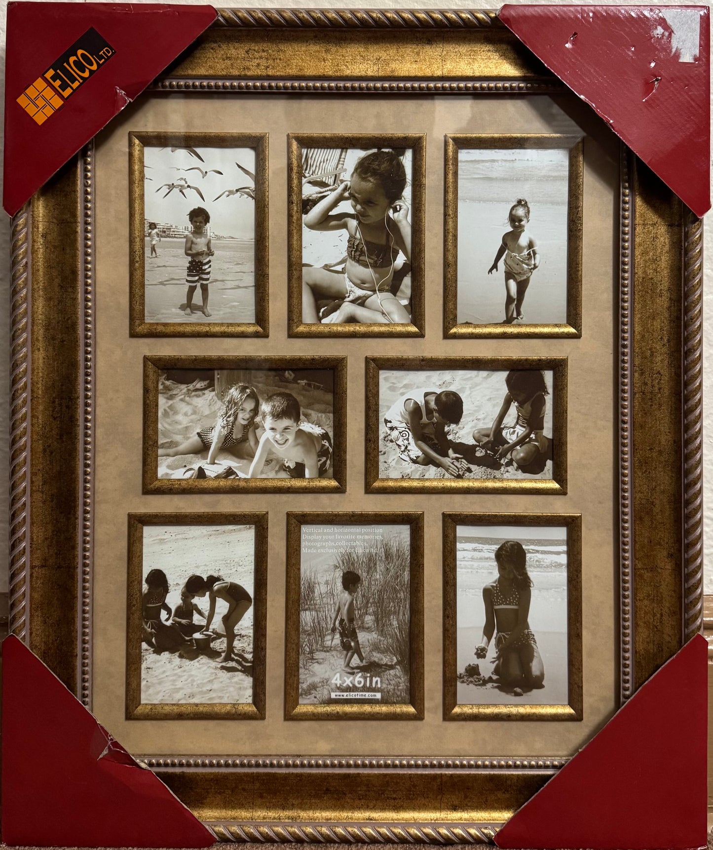 Elico Ltd. Multi-Photo Collage Frame – Elegant Gold Design